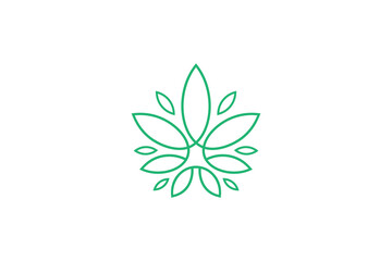 cannabis logo design vector illustration in line art style