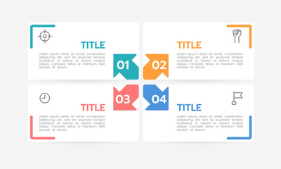 Infographic arrow 4 steps or options. Process, Strategy, Planning, and Diagram. Vector illustration.