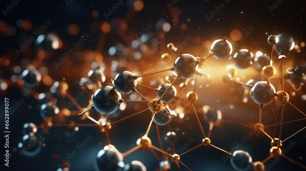 Poster exploring the building blocks of nature - a visual representation of atom and molecule in scientific