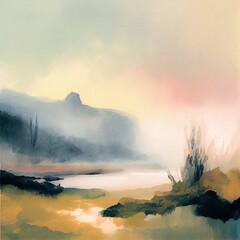 aquarelle fog landscape