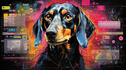 dachshund portrait painting. 