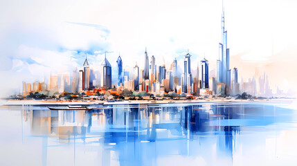 Obraz premium Illustration of the beautiful city of Dubai. United Arab Emirates