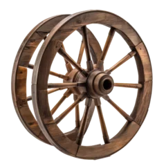 Fotobehang Vintage wooden wagon wheel isolated on transparent background. © The Imaginary Stock