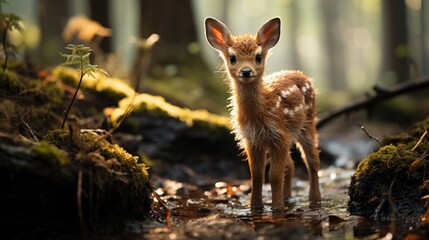 Baby deer in the forest