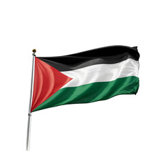 Flag of Palestine Rise Waving: Symbol of National Pride and Solidarity, Concept of Palestine with Cloth Fabric Fluttering, 3D Flying Palestine Flag on Transparent Background PNG Image