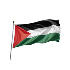Flag of Palestine rise waving, flag symbols of Palestine. Concept of Palestine, Palestine national flag cloth fabric waving, 3d flying Palestine flag on transparent background PNG image