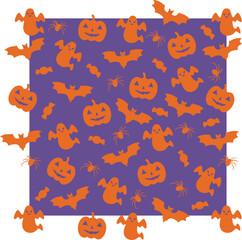Halloween vector seamless pattern purple background