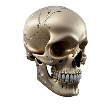 3d skull with helmet and goggles on transparent background PNG image