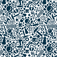 Household seamless pattern. Tools and household items