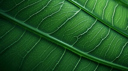 A close-up of the intricate veins and patterns of a tropical leaf, showcasing nature's intricate design.