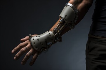 Fototapeta na wymiar A hand with a bionic prosthesis. future