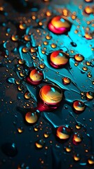 multi-color fluid drop with interesting patterns