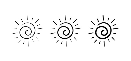 hand drawn spiral sun symbol. doodle sun symbol