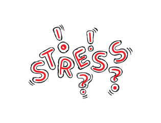 hand drawn stress word. stress concept. scribble stress word