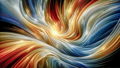 Fototapeta premium Digital Wallpaper Focused on an Iridescent Spectral Wave Illuminated under Strong Lighting Abstract Pattern is Complemented, seamlessly blending Smooth and Hard Lines Digital Art Cover Poster