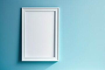 A white picture frame was mounted on a blue wall. Generative AI