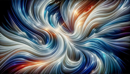 Fototapeta premium Digital Wallpaper Focused on an Iridescent Spectral Wave Illuminated under Strong Lighting Abstract Pattern is Complemented, seamlessly blending Smooth and Hard Lines Digital Art Cover Poster