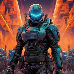 futuristic armed police forces going into war