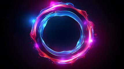 Circular background made with neon circles and lines, cosmic landscape