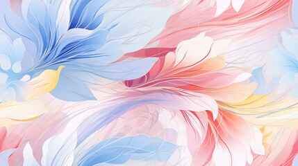  a colorful background with flowers and leaves in pastel colors.  generative ai