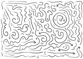 hand drawn wavy lines. freehand drawing wavy, zig zag lines. lines of different shapes