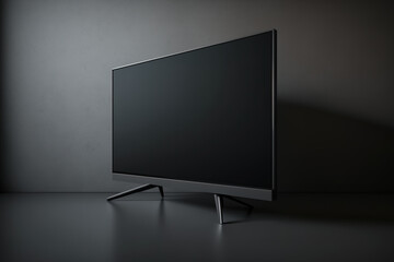 TV with blank screen on TV stand. Generative AI
