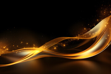 Abstract golden waves on black background wallpaper