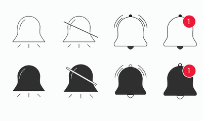 Set of bell icon, Notification icon