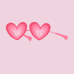 Flat Design love Illustration with Glasses