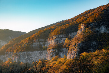 Obraz premium sunset over the beautiful mountains