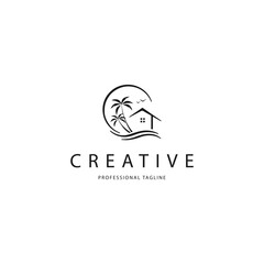 resort hotel beach vector logo