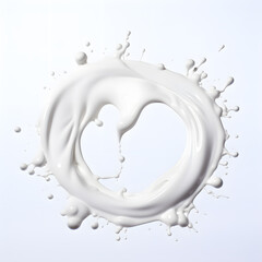 Obraz premium Whirlpool circle of white milk or cream liquid isolated on white background