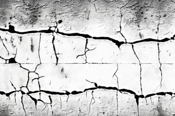 Abstract background of cracked paint on the wall, black and white
