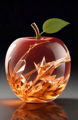 水晶で装飾されたガラスの林檎