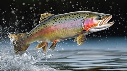 Fototapeta premium Rainbow trout jumping