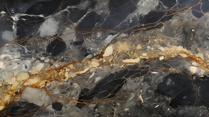 Fototapeta premium Gold and white Patterned natural of dark gray marble (Gold Russia) texture background generativ ai