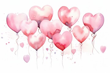 Romantic Pink Heart-shaped Balloons Floating in the Air
