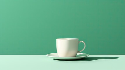 a white coffee cup sitting on top of a saucer.  generative ai