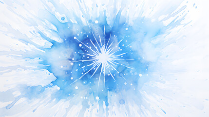 Watercolor blue snowflakes isolated on white background, ice blue and white colors