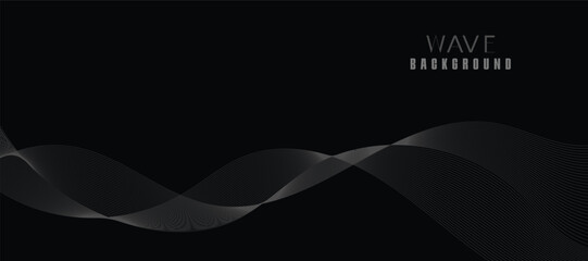 Black Vector Background design with Wavy Lines