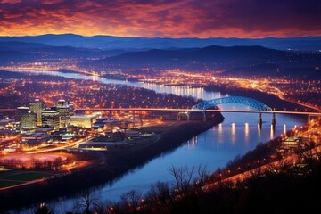 Skyline of Chattanooga, Tennessee. Generative AI