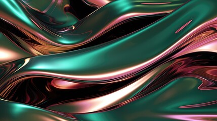 Abstract background with pink and green waves. 