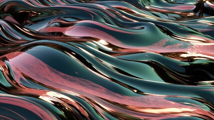 Abstract background with pink and green waves. 