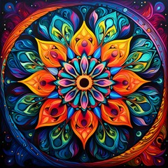 circular flower art with interesting shapes and colors