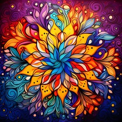 circular flower art with interesting shapes and colors