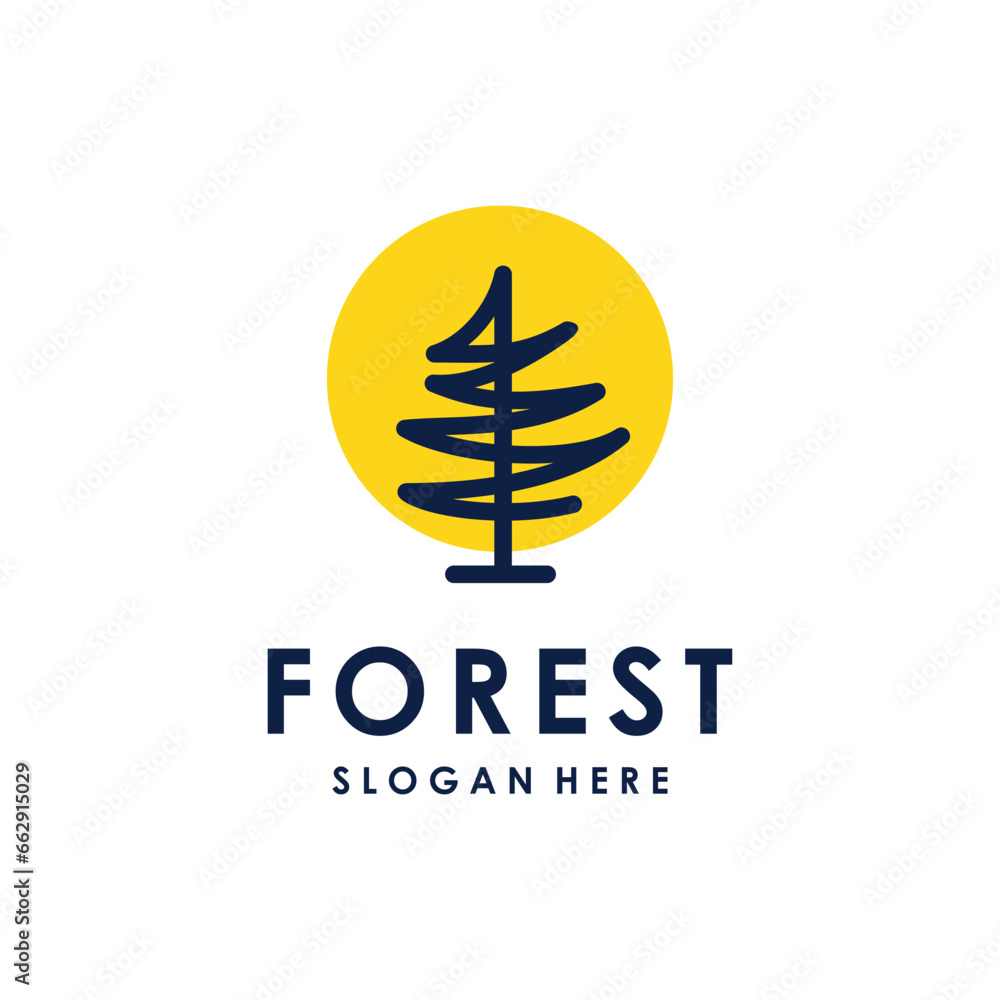 Poster pine tree design element vector icon with creative concept