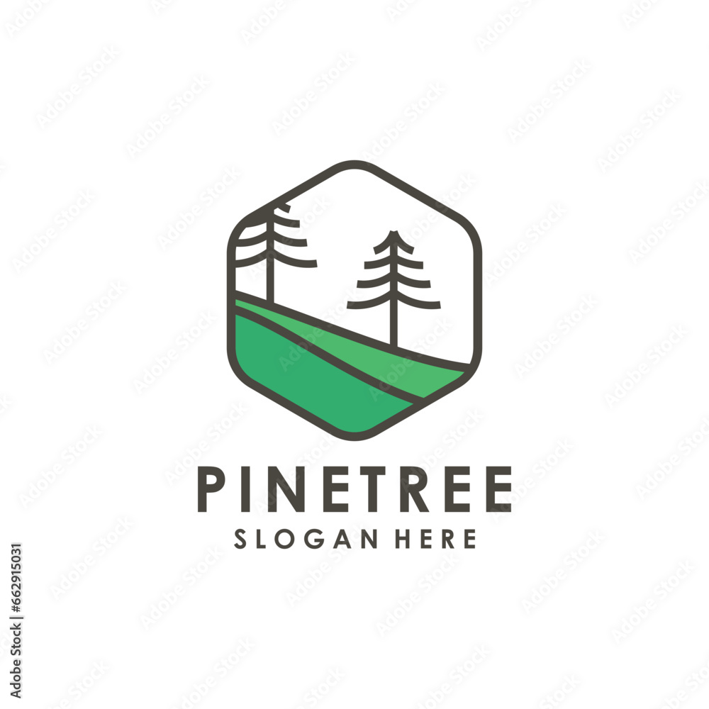 Aufkleber pine tree design element vector icon with creative concept
