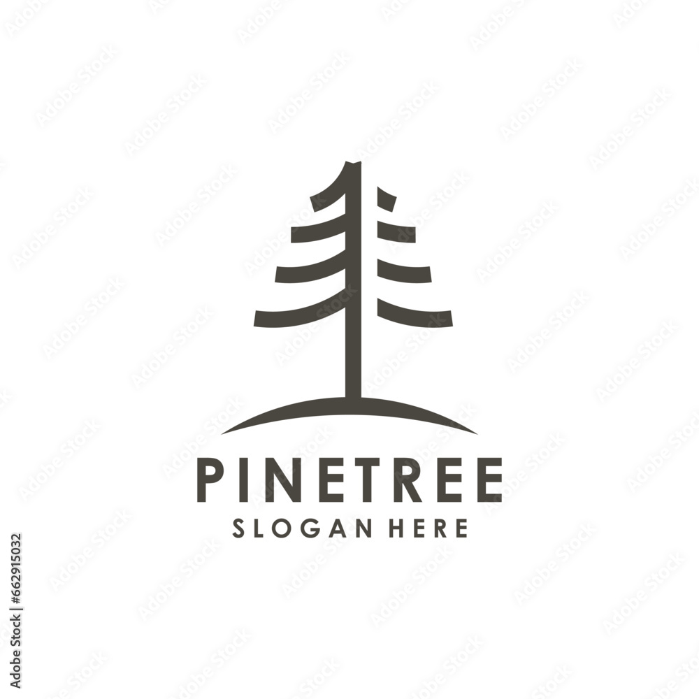 Poster pine tree design element vector icon with creative concept