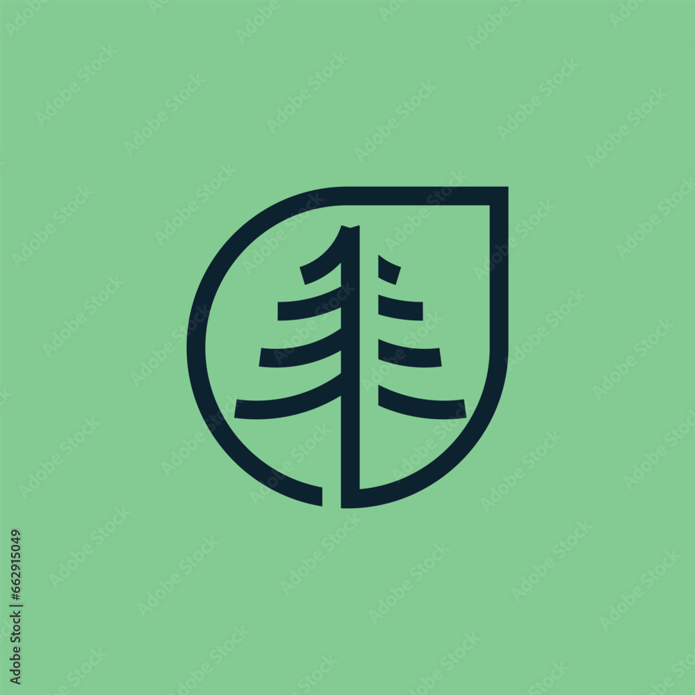 Poster pine tree design element vector icon with creative concept
