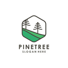 Pine tree design element vector icon with creative concept